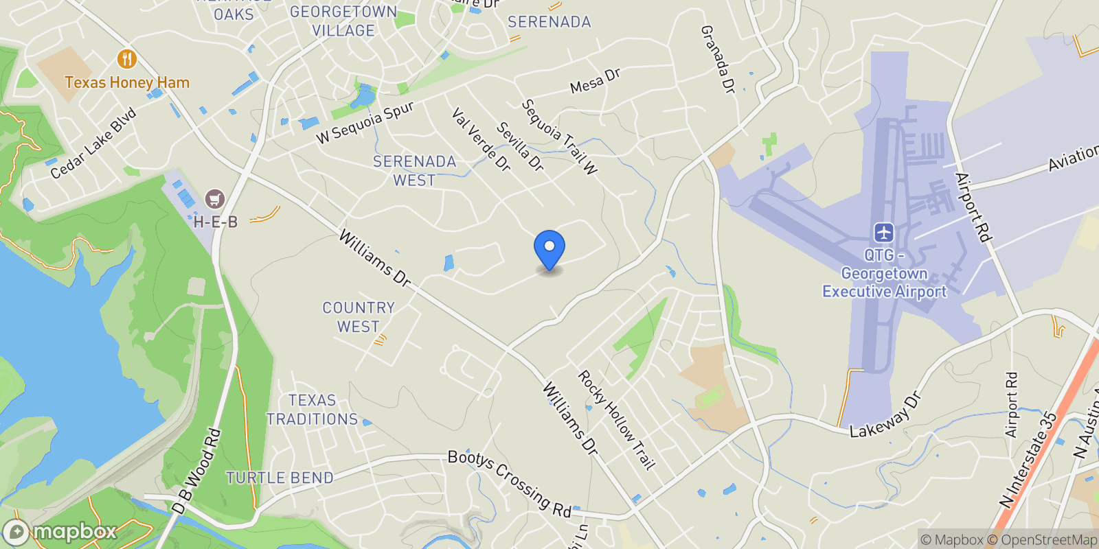 Map showing 190 Estrella Crossing, Georgetown, TX 78628, Georgetown, Texas, United States.