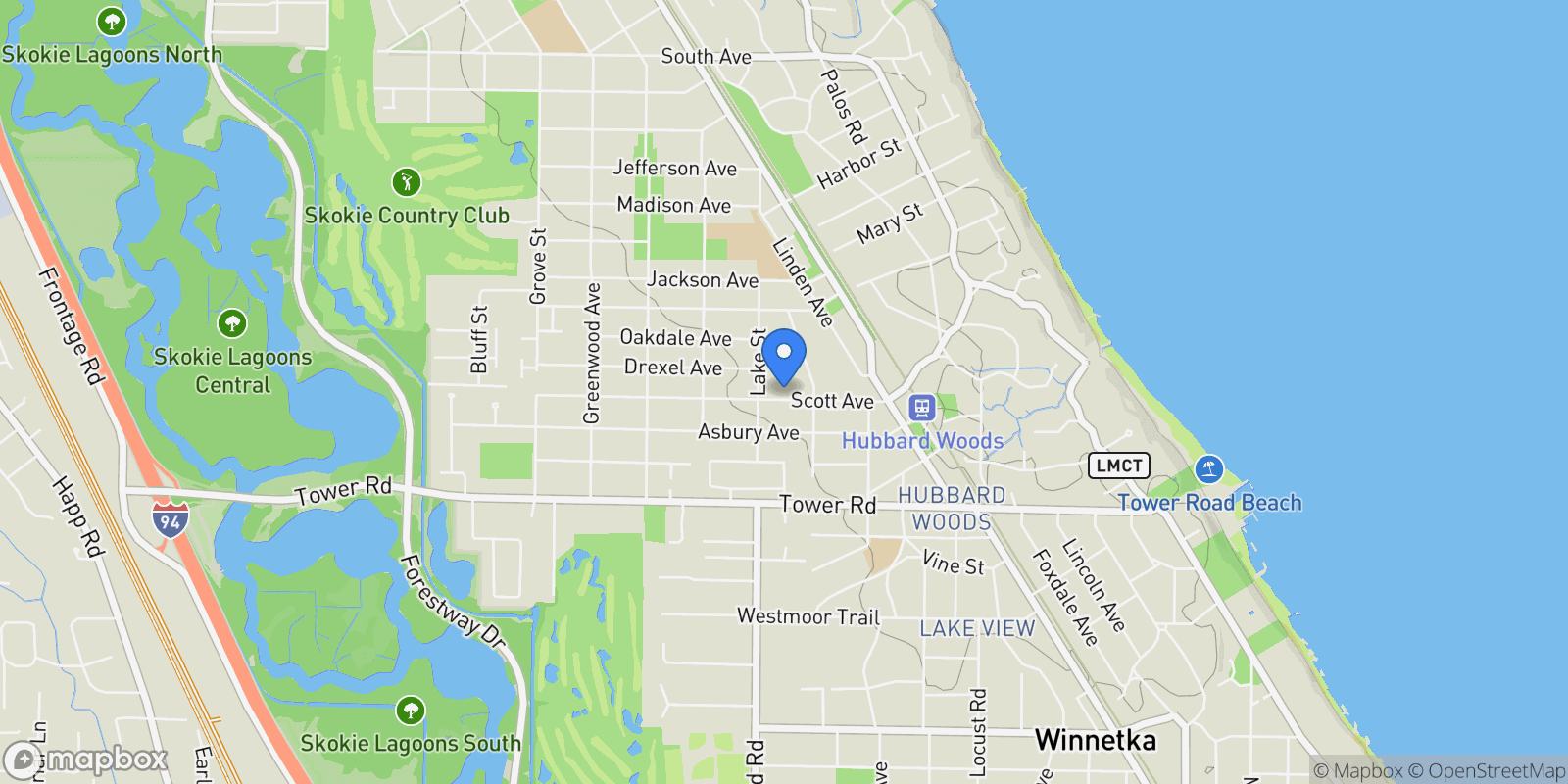 Map showing 1235 Scott Avenue, Winnetka, IL, 60093, USA, Winnetka, Illinois, United States.