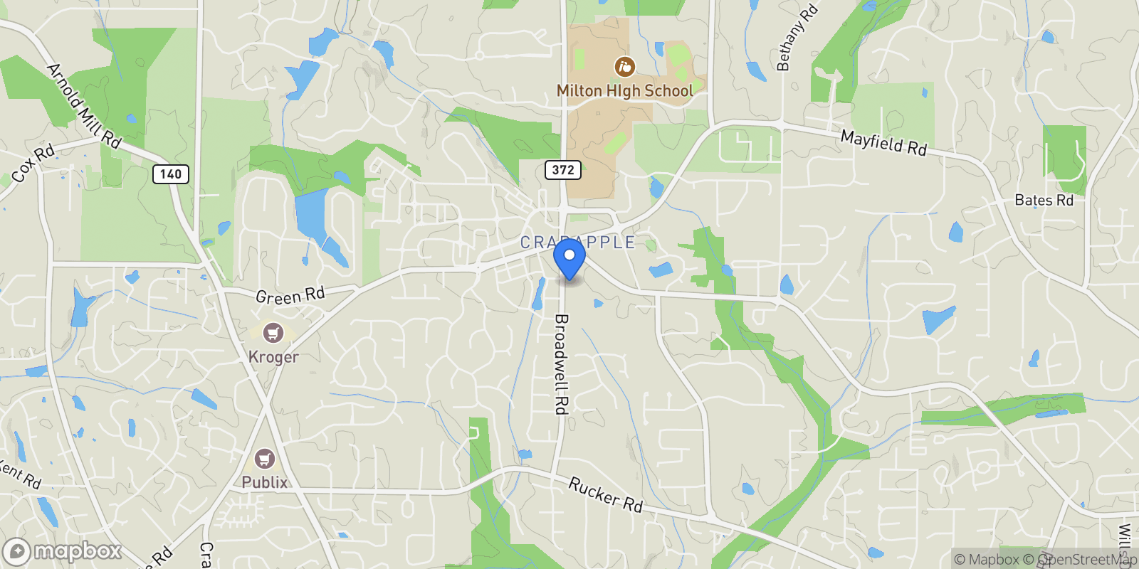 Map showing 12575 Broadwell Road, Milton, Georgia, United States.