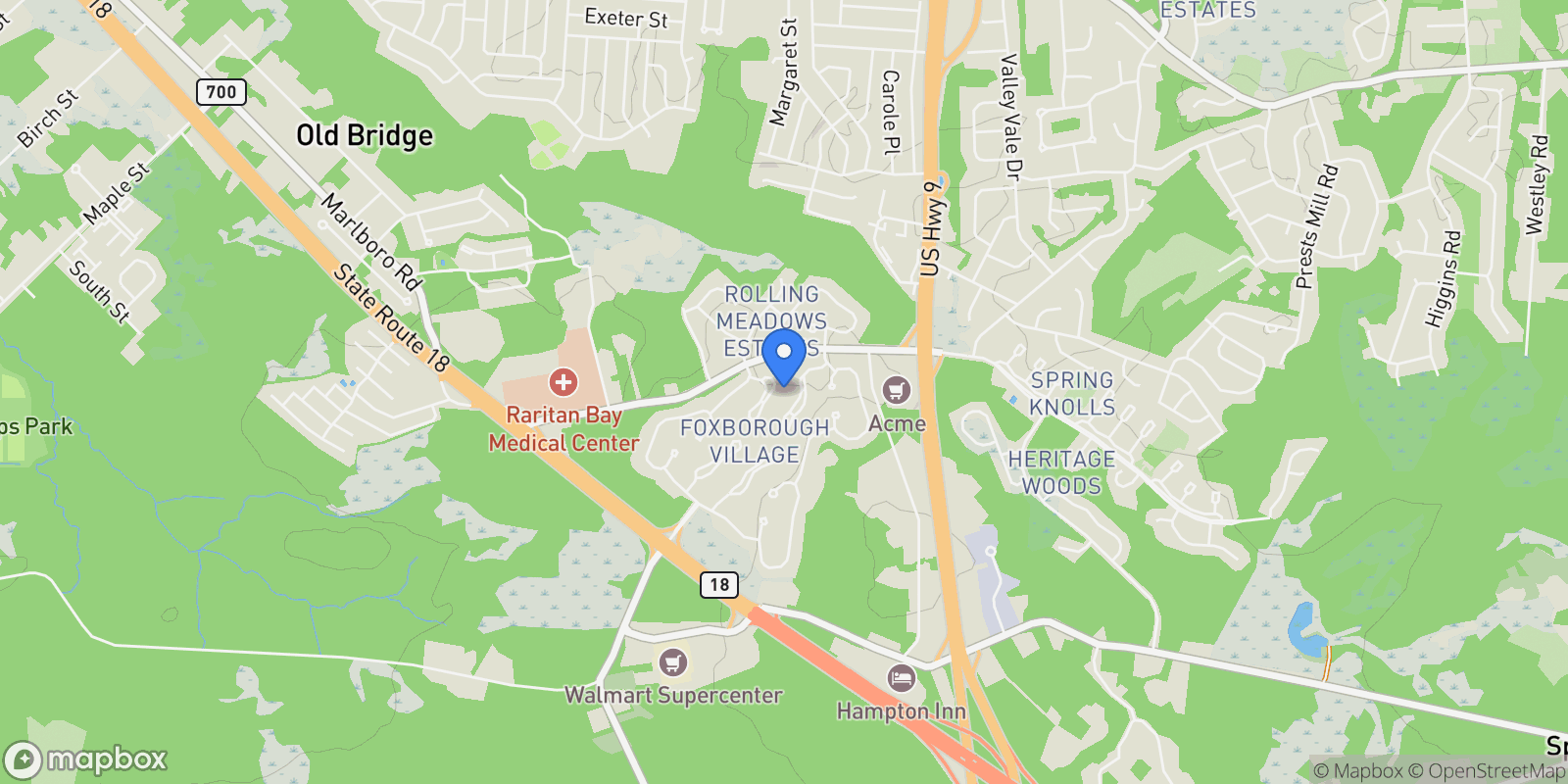 Map showing 40 Emerald Lane, Old Bridge, NJ 08857, Old Bridge Township, New Jersey, United States.