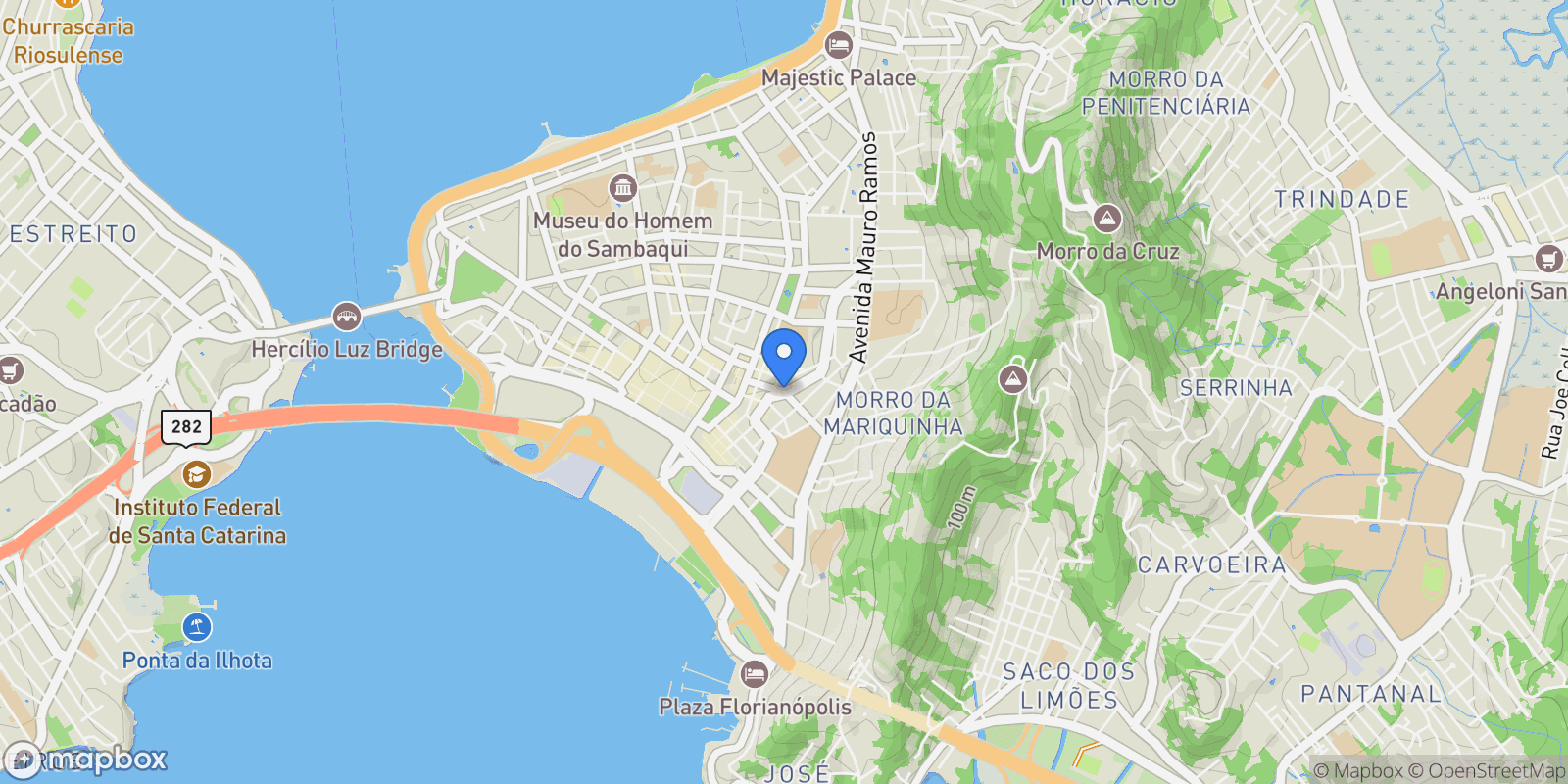 Map showing Florianópolis, State of Santa Catarina, Brazil.