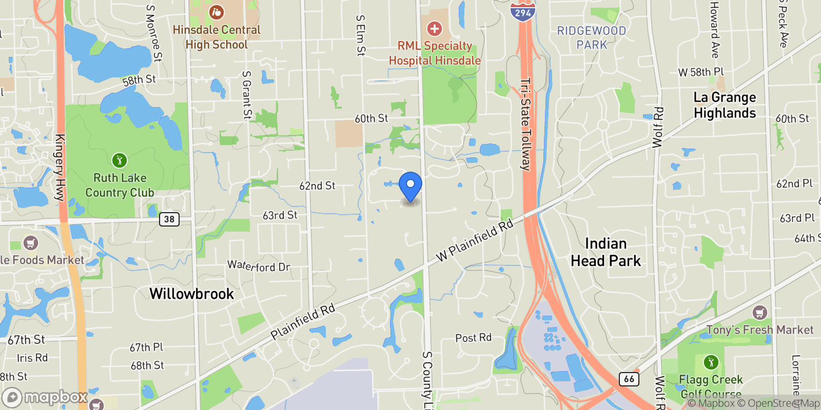 Map showing 1604 Burr Ridge Club, Burr Ridge, IL, 60527, USA, Burr Ridge, Illinois, United States.