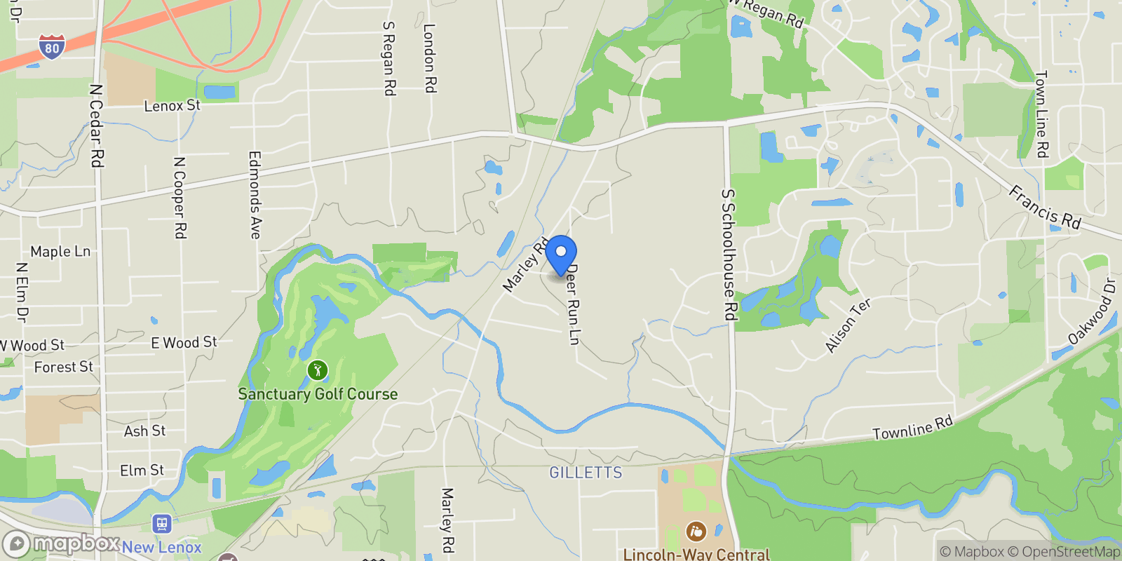 Map showing 1108 Plaza Drive, New Lenox, IL 60451, New Lenox, Illinois, United States.
