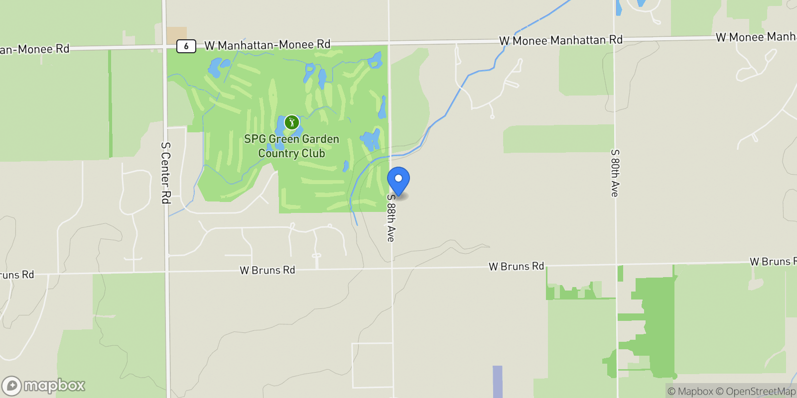 Map showing 26025 S 88th Avenue, Monee, IL 60449, Monee, Illinois, United States.