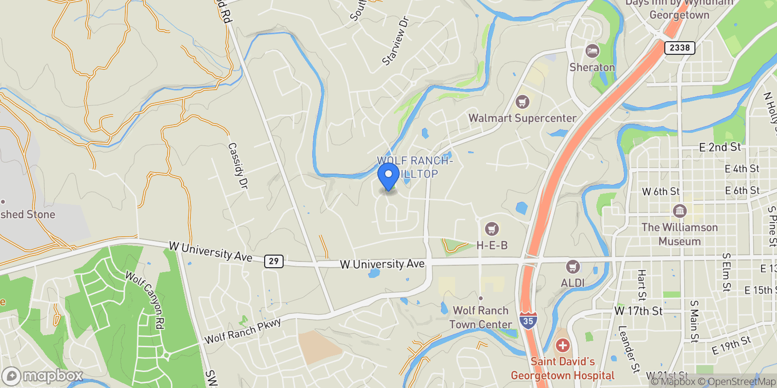 Map showing 201 Barefoot Park Lane, Georgetown, TX 78628, Georgetown, Texas, United States.