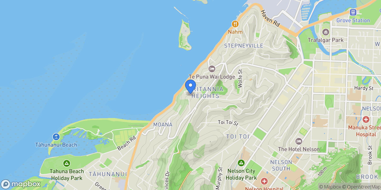 Map showing 52 The Cliffs Britannia Heights, Nelson, NSN 7010, Nelson, Nelson, New Zealand.