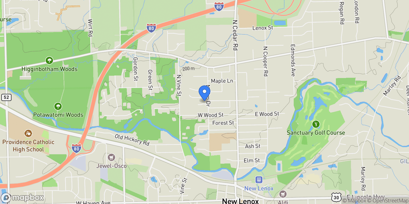 Map showing 209 Linden Oaks Lane, New Lenox, IL 60451, New Lenox, Illinois, United States.