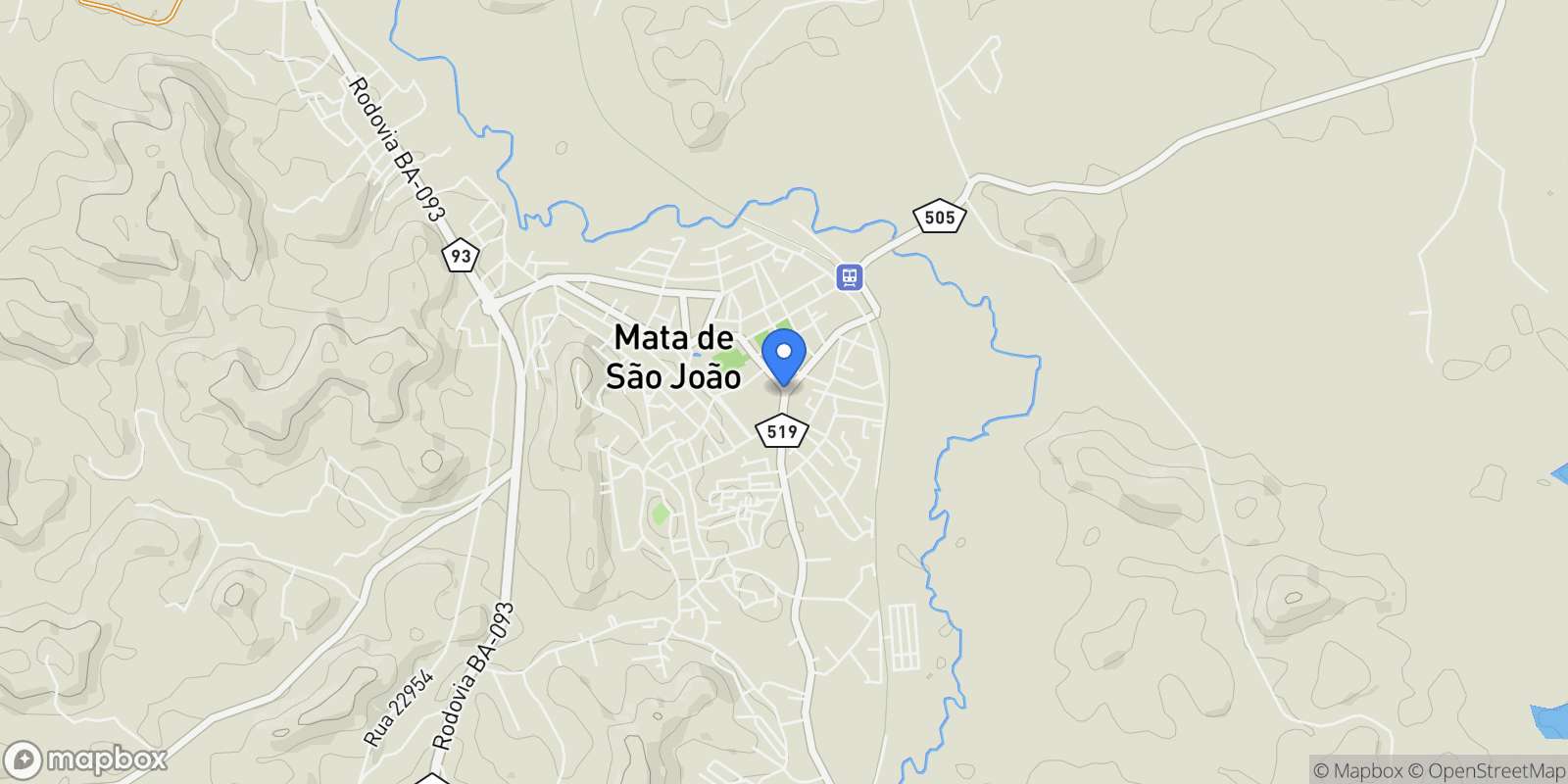 Map showing Mata de São João, State of Bahia, Brazil.
