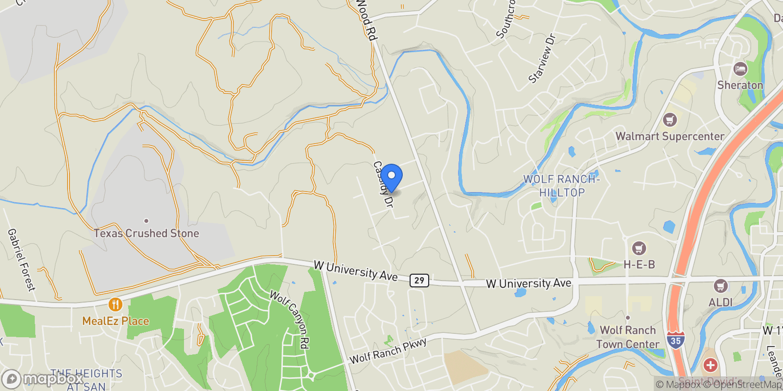 Map showing 214 Cassidy Drive, Georgetown, TX 78628, Georgetown, Texas, United States.
