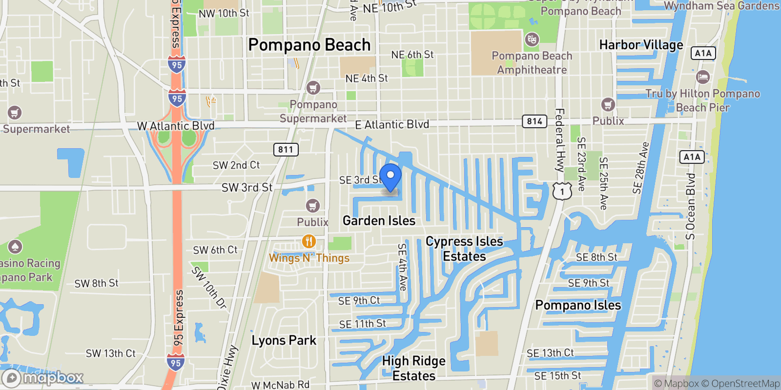 Map showing 370 SE 3rd Ct, Pompano Beach, Florida, United States.