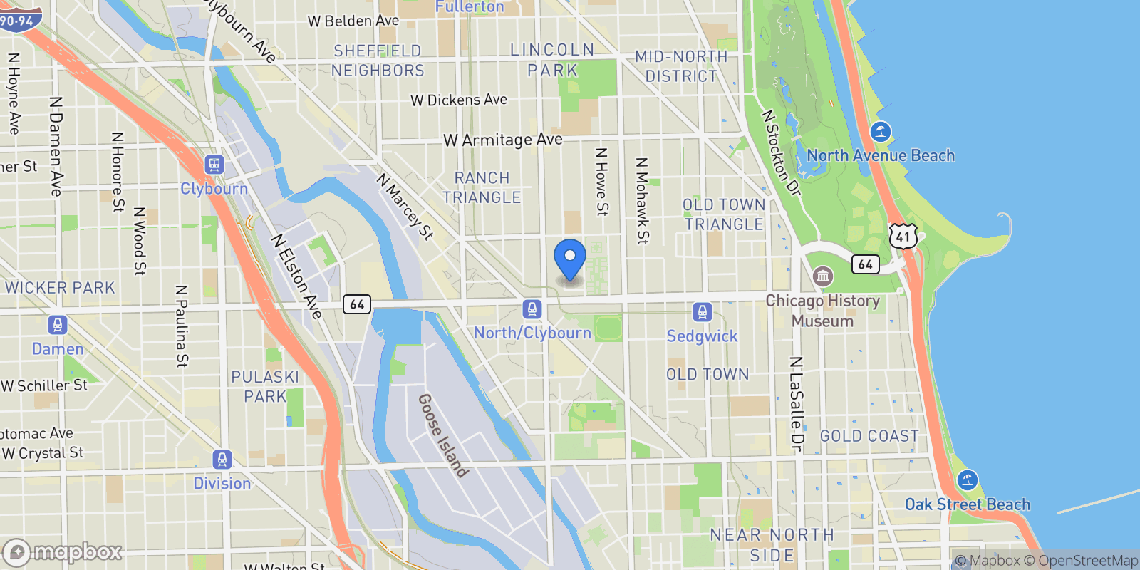 Map showing 1625 N. Burling Street, #401, Chicago, IL, 60614, USA, Chicago, Illinois, United States.