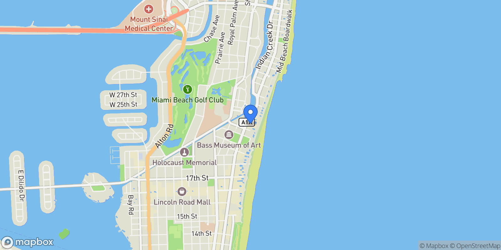 Map showing 2301 Collins Ave 1008, Miami Beach, Florida, United States.