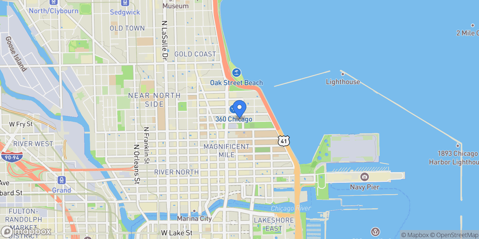 Map showing 180 E. Pearson Street, #6103-6203, Chicago, IL, 60611, USA, Chicago, Illinois, United States.