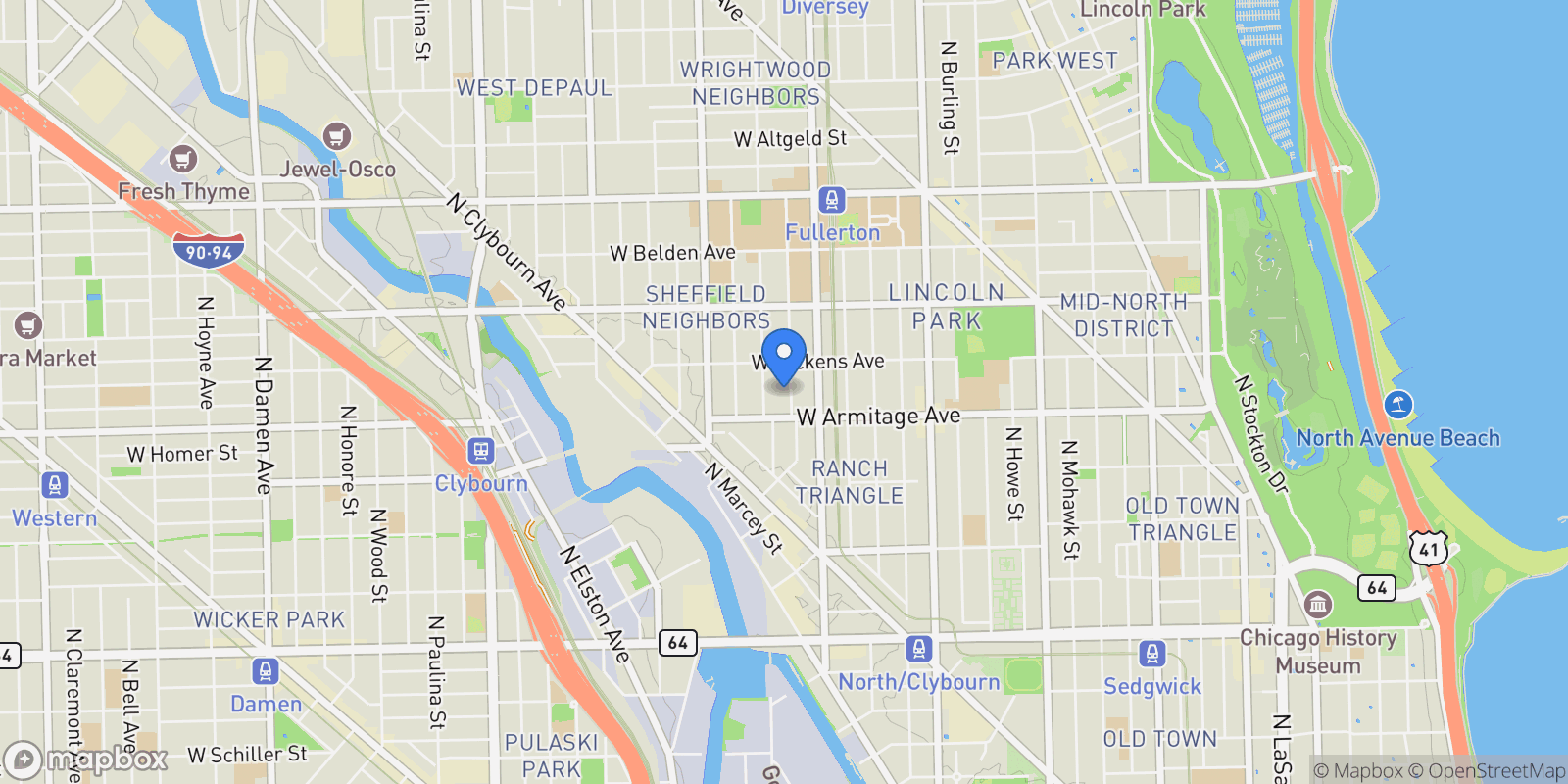 Map showing 2026 N. Kenmore Avenue, Chicago, IL, 60614, USA, Chicago, Illinois, United States.