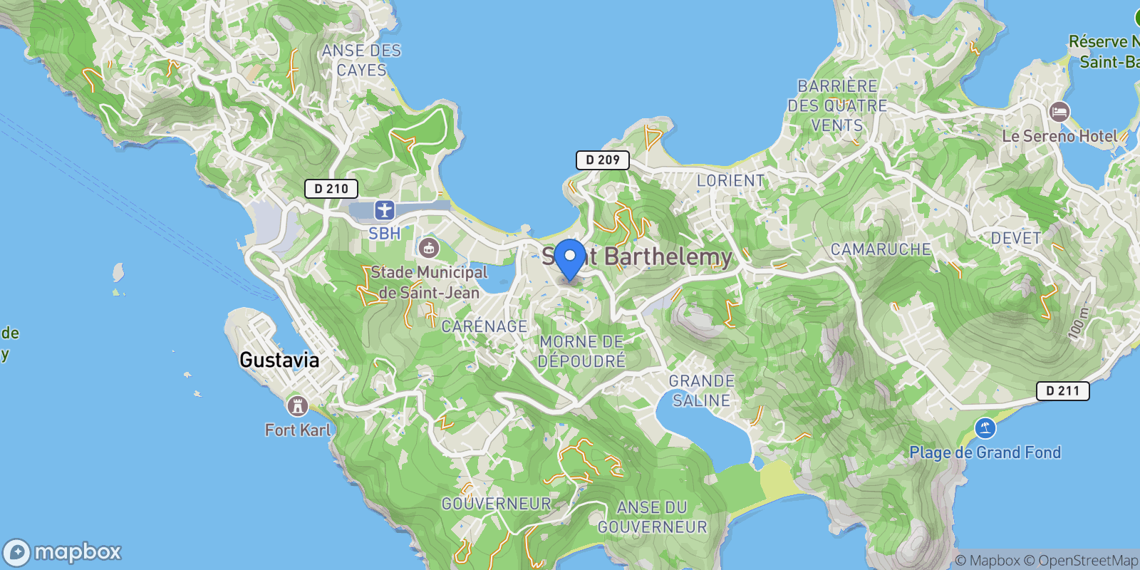 Map showing Saint-Barthélemy, Saint-Barthélemy, Saint Barthélemy.
