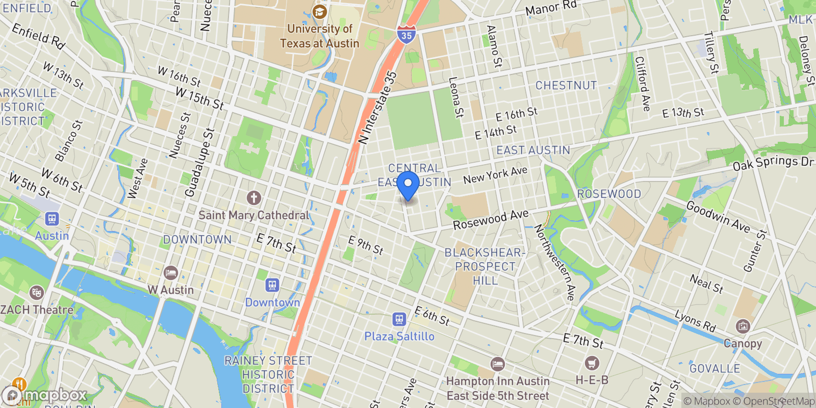 Map showing 1175 Navasota Street #2, Austin, TX 78702, Austin, Texas, United States.