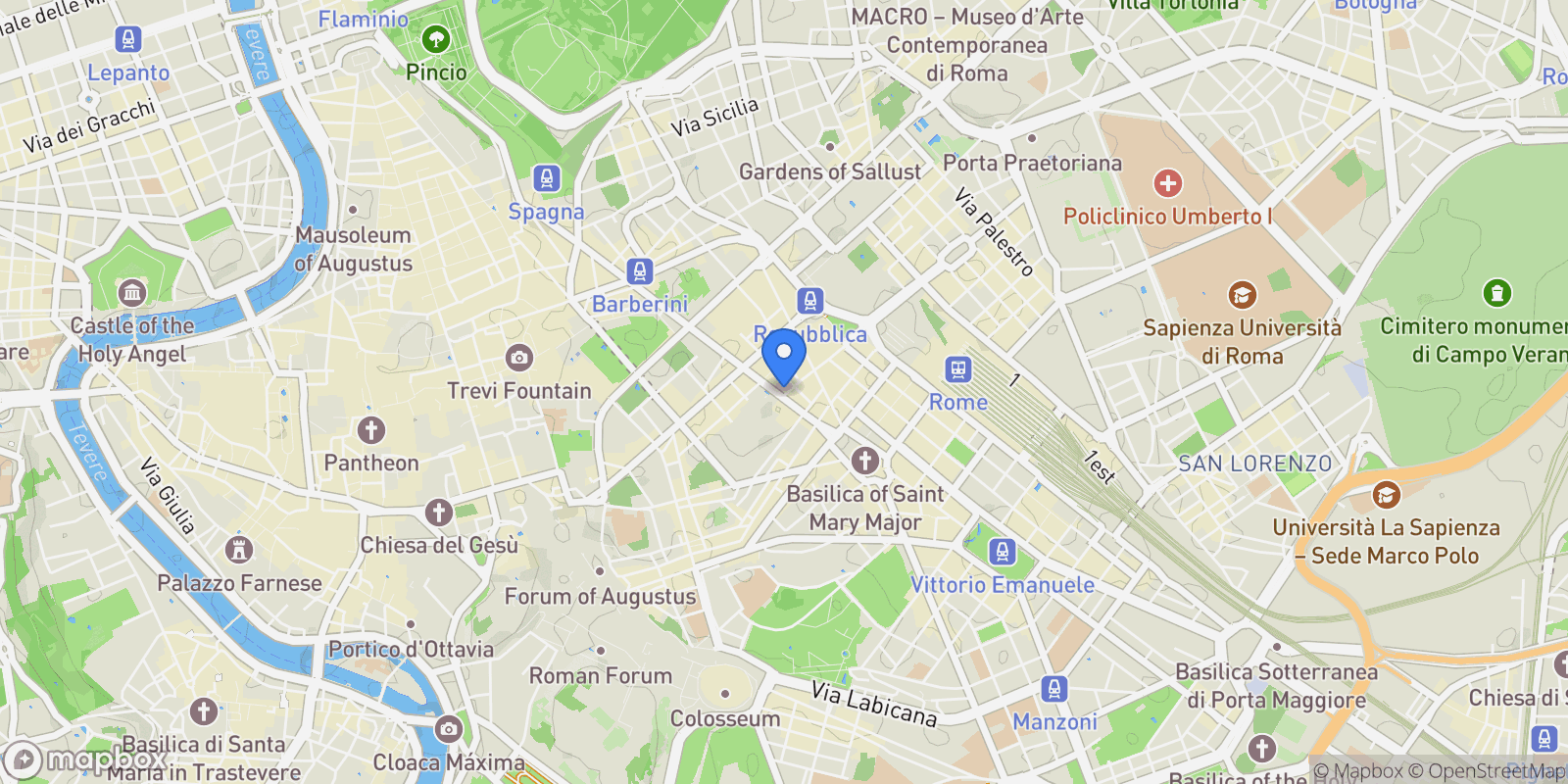 Map showing Via Agostino Depretis 86, Rome, Lazio, Italy.