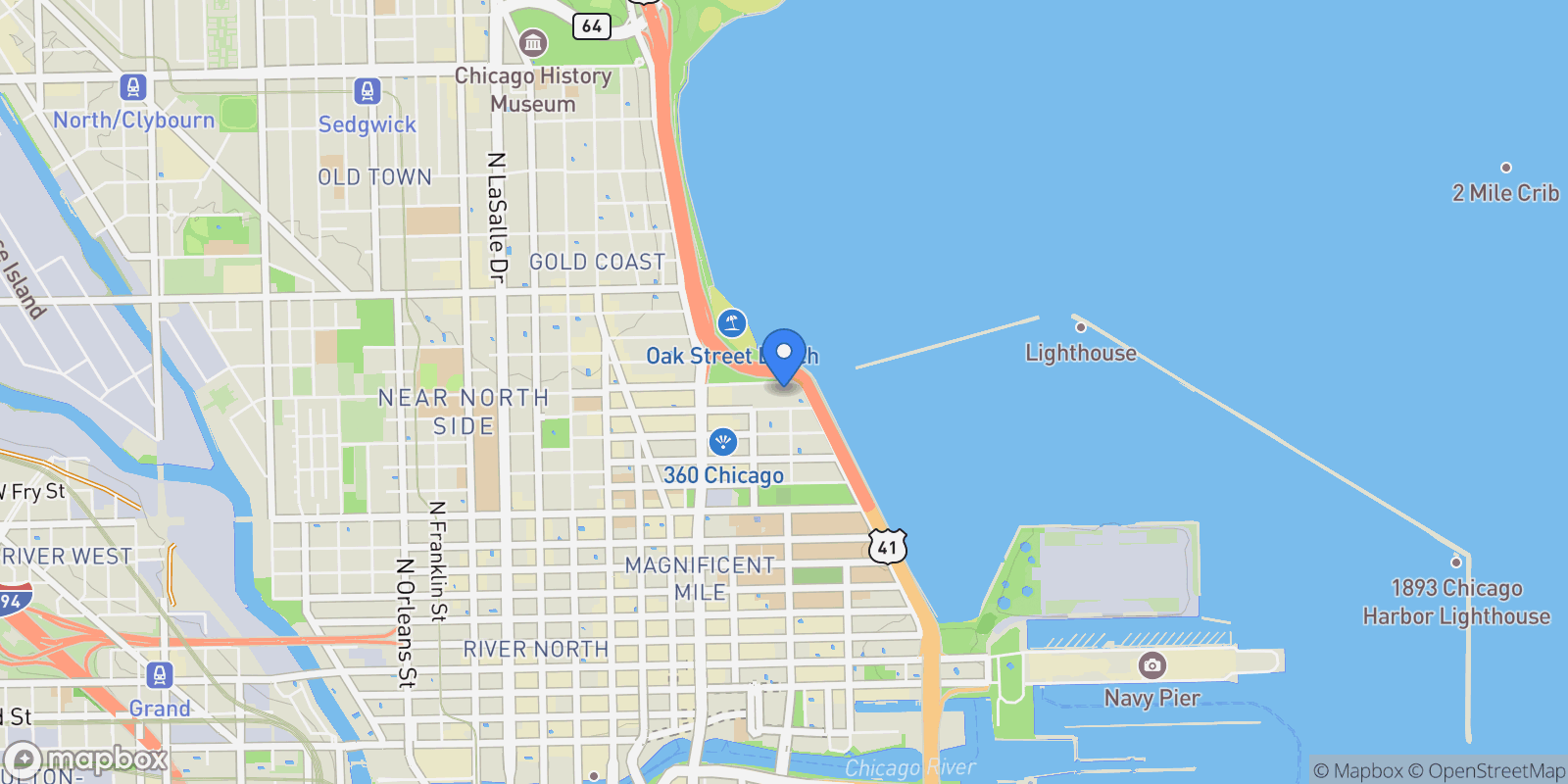 Map showing 229 E. Lake Shore Drive, #4W, Chicago, IL, 60611, USA, Chicago, Illinois, United States.