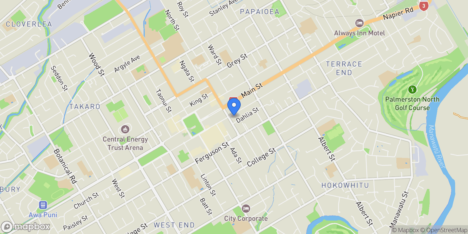 Map showing 428 Church Street  , Palmerston North, MWT, Palmerston North, Manawatu-Wanganui, New Zealand.