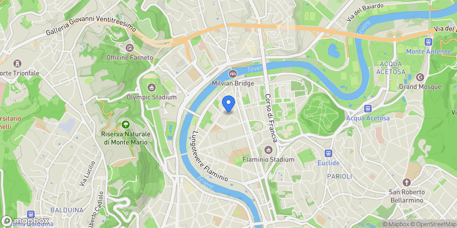 Map showing Via Giuseppe Sacconi 33, Rome, Lazio, Italy.