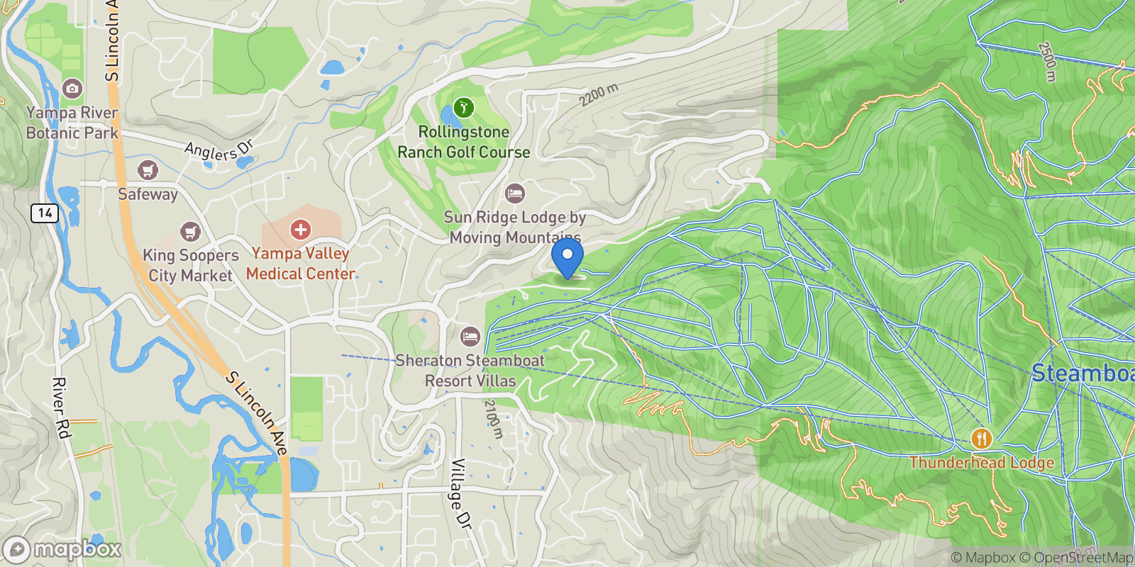 Map showing 2235 Storm Meadows Drive Unit# 342, Steamboat Springs, CO 80487, Steamboat Springs, Colorado, United States.