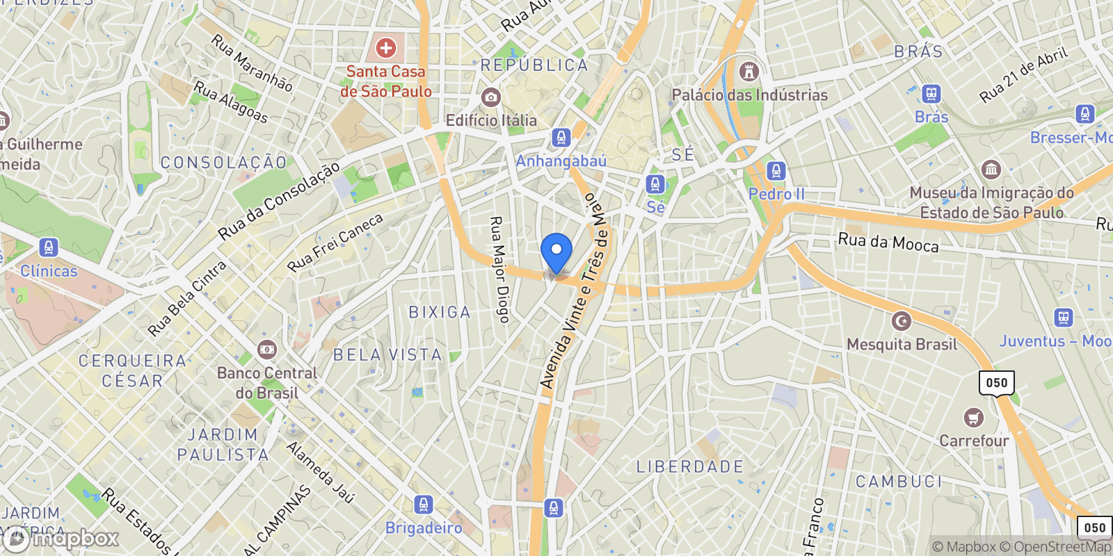Map showing São Paulo, State of São Paulo, Brazil.