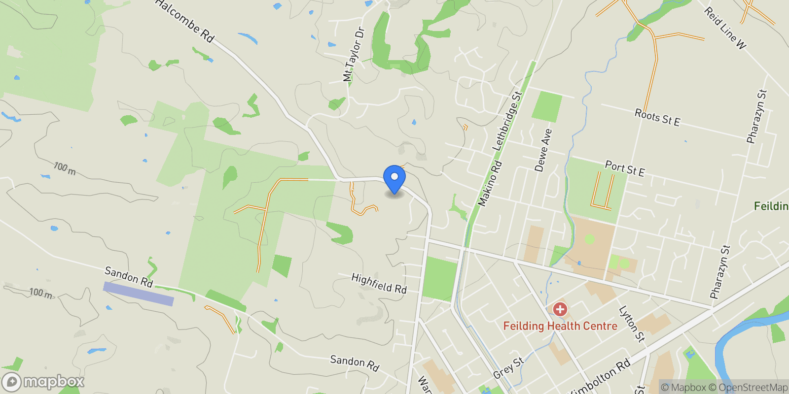 Map showing 22 Halcombe Road, Feilding, MWT 4072, Feilding, Manawatu-Wanganui, New Zealand.