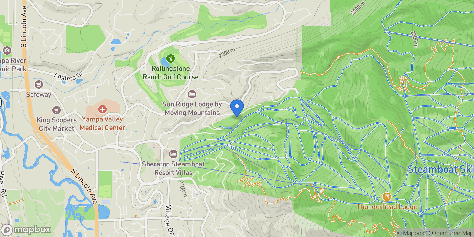 Map showing 2405 Storm Meadows Drive , Steamboat Springs, CO 80487, Steamboat Springs, Colorado, United States.
