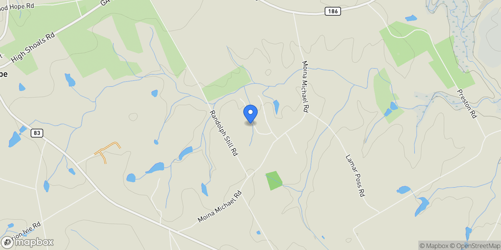 Map showing 436 Mulberry Creek Drive, Good Hope, Georgia, United States.