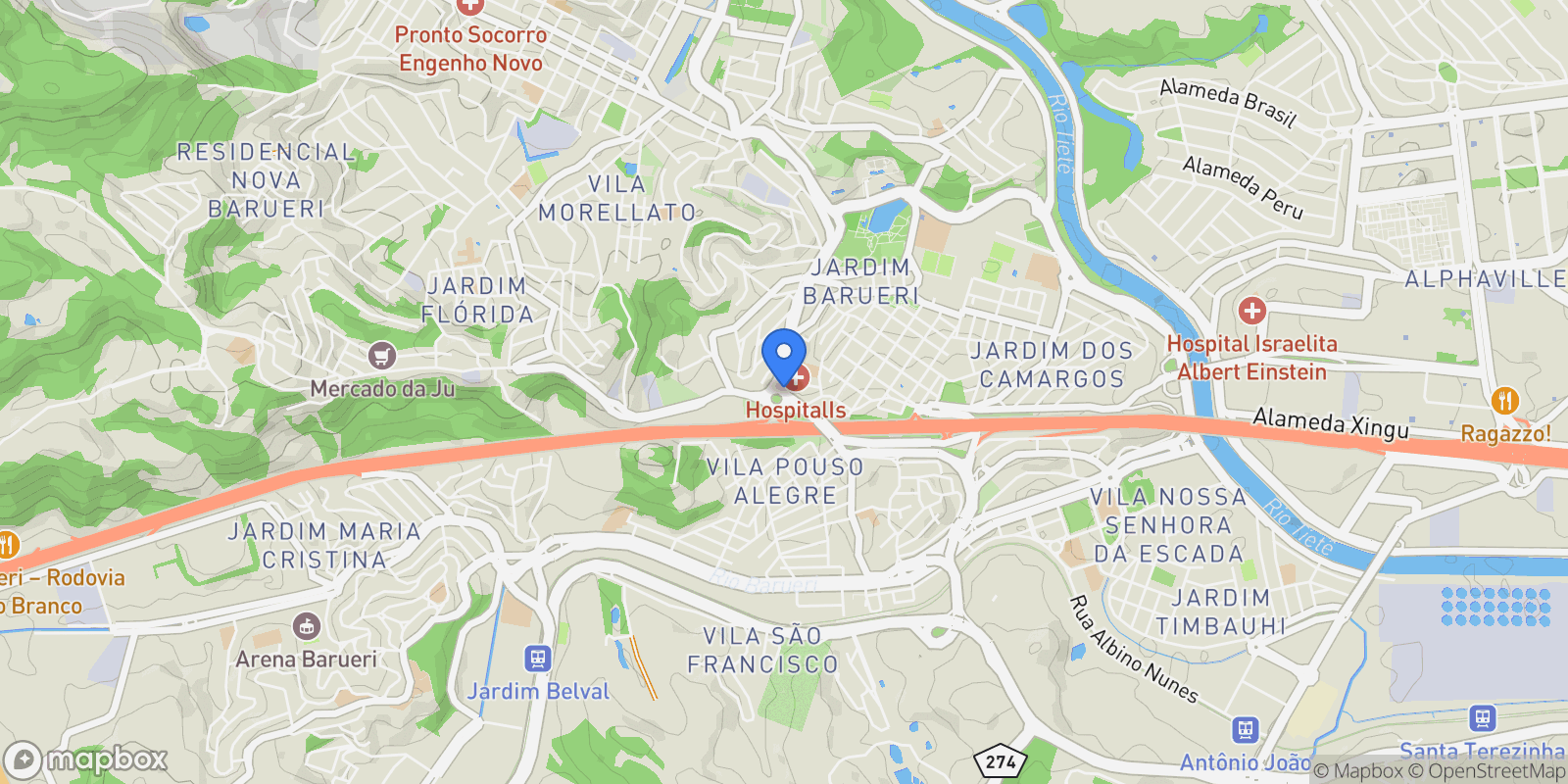 Map showing Barueri, State of São Paulo, Brazil.