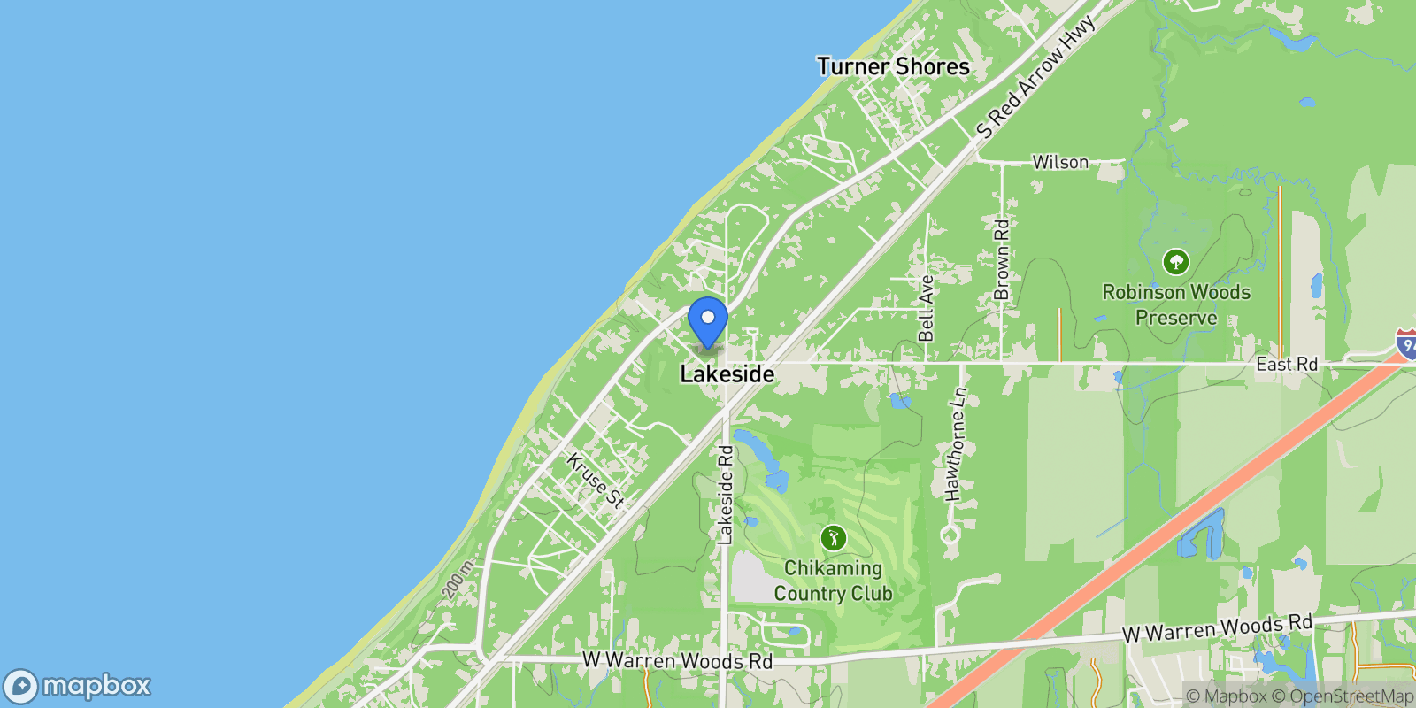 Map showing 9125 Pier Road, Lakeside, MI, 49116, USA, Lakeside, Michigan, United States.