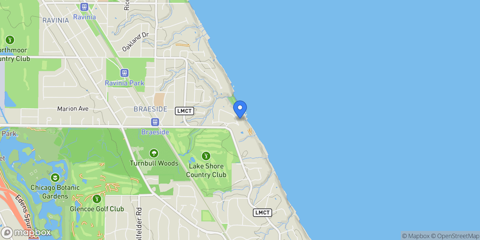 Map showing 55 S. Deere Park Drive, Highland Park, IL, 60035, USA, Highland Park, Illinois, United States.