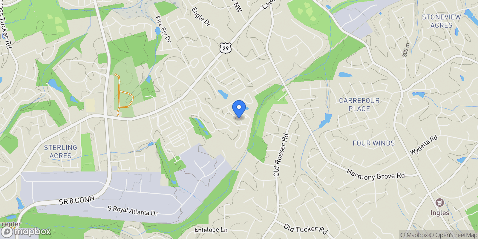 Map showing 29 Lankford Road, Lilburn, Georgia, United States.