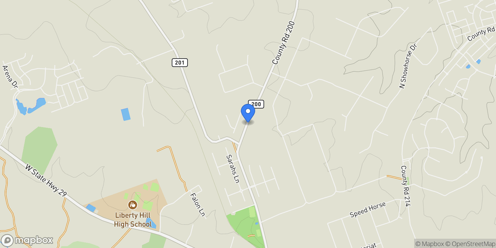 Map showing 1250 County Road 200, Liberty Hill, TX 78642, Liberty Hill, Texas, United States.