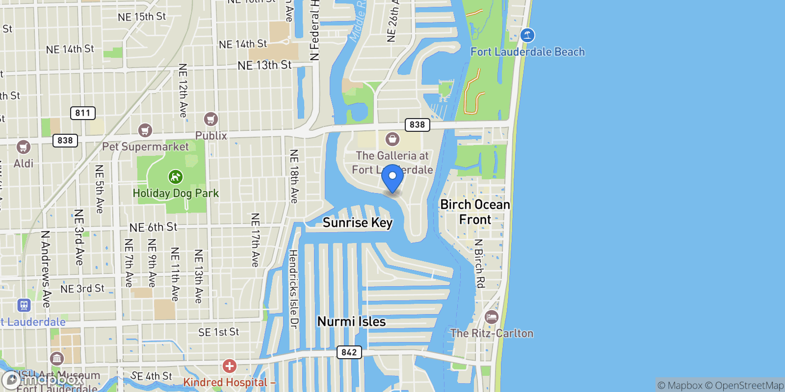 Map showing 671 Middle River Dr, Fort Lauderdale, Florida, United States.