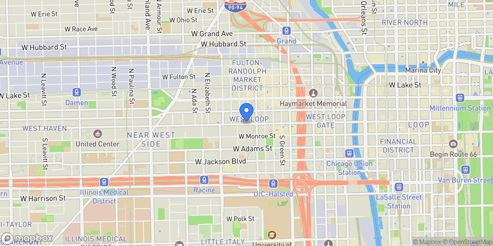 Map showing 6 N. Carpenter Street, #5B, Chicago, IL, 60607, USA, Chicago, Illinois, United States.