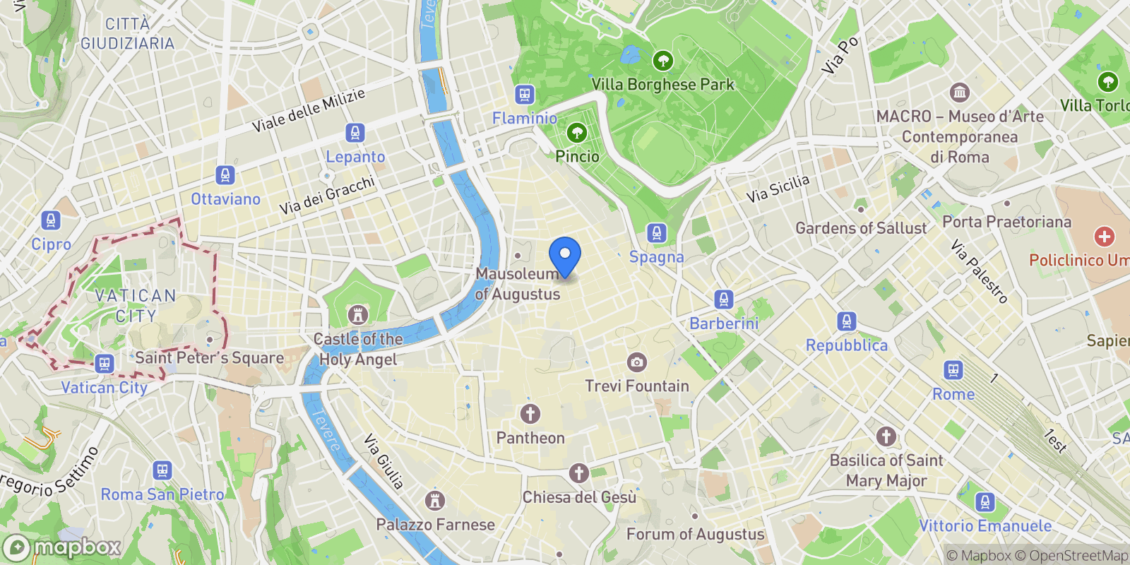 Map showing Largo Carlo Goldoni, Rome, Lazio, Italy.
