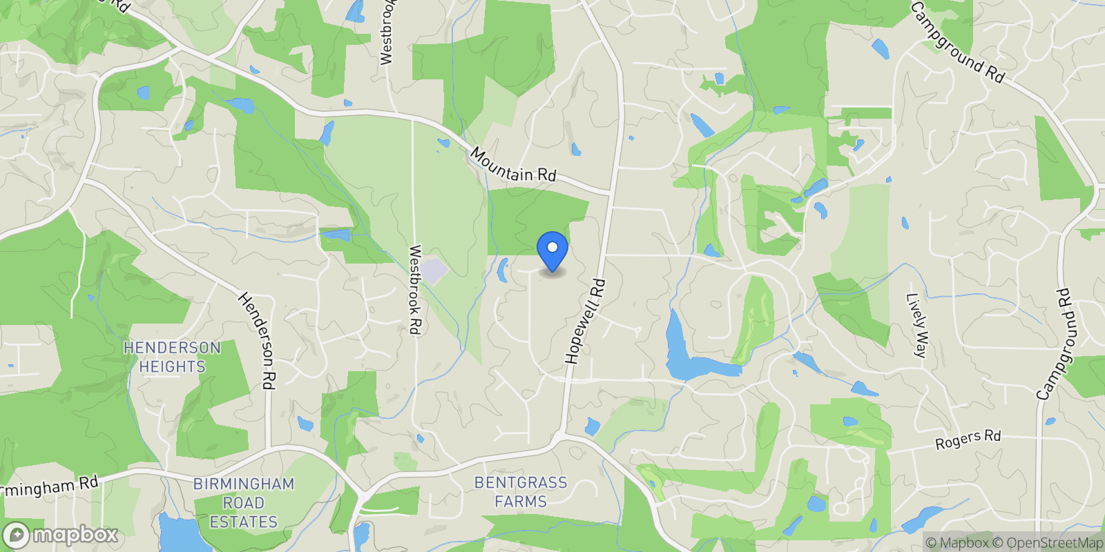 Map showing 15955 Meadow King Way, Milton, Georgia, United States.