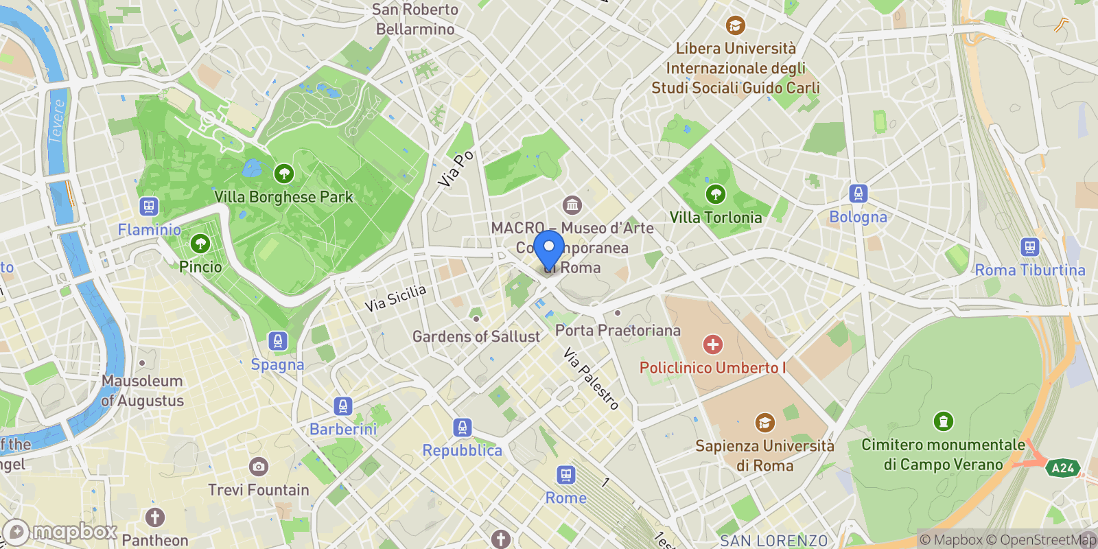 Map showing Piazzale di Porta PIa, Rome, Lazio, Italy.