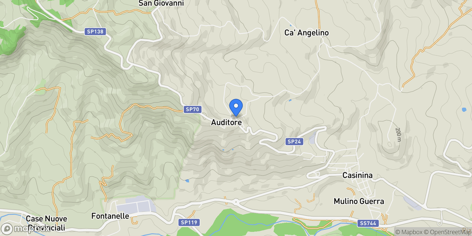 Map showing Strada Provinciale 70, Auditore, Marche, Italy.