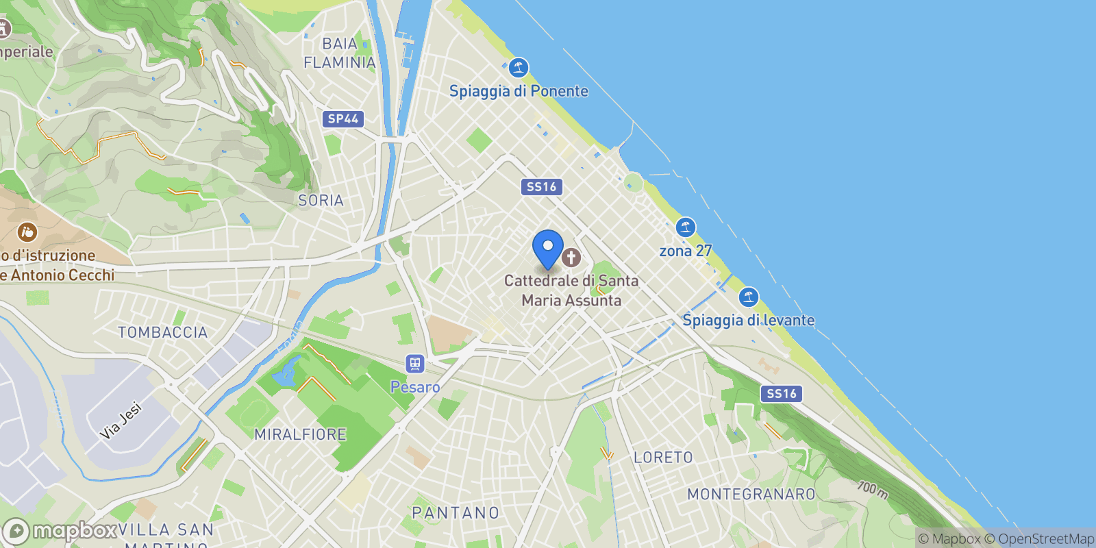 Map showing Strada San Nicola, Pesaro, Marche, Italy.