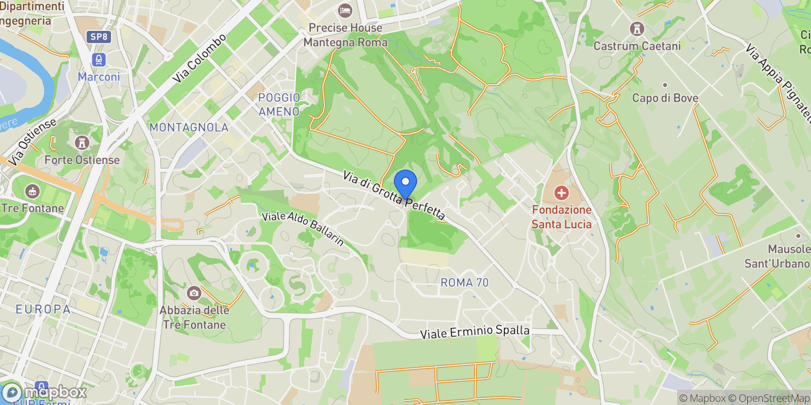 Map showing Via di Grotta Perfetta, Rome, Lazio, Italy.