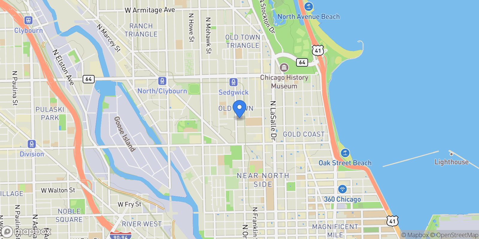 Map showing 335 W. Evergreen Avenue, Chicago, IL, 60610, USA, Chicago, Illinois, United States.