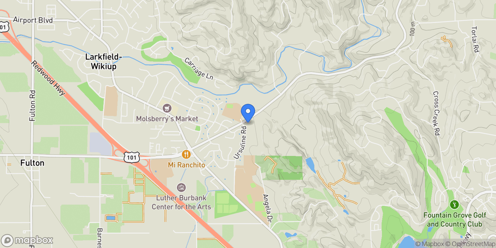 Map showing 208 Ursuline Road , Santa Rosa, CA 95403, Santa Rosa, California, United States.