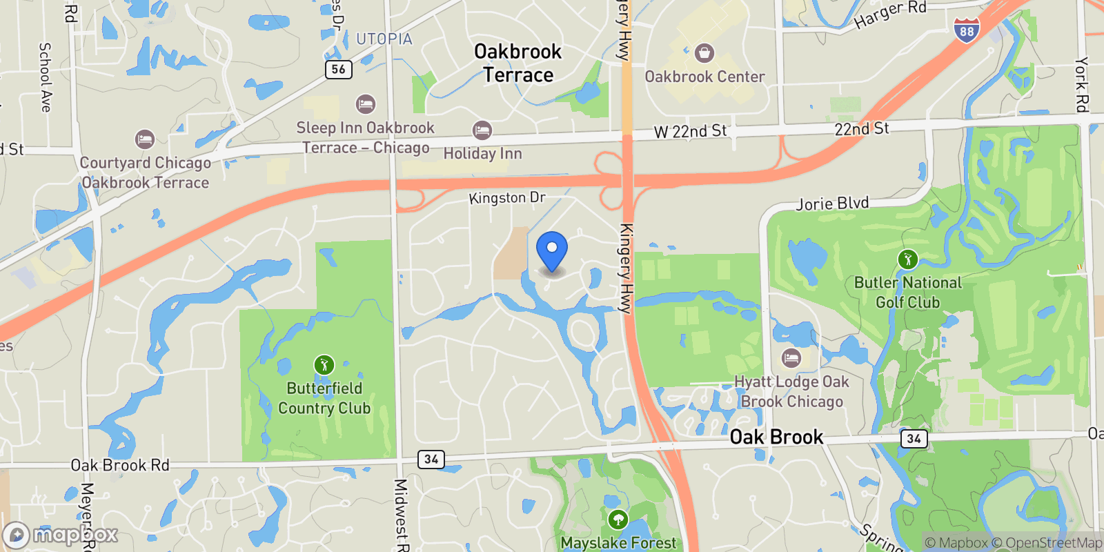 Map showing 165 Briarwood North, Oak Brook, IL, 60523, USA, Oak Brook, Illinois, United States.