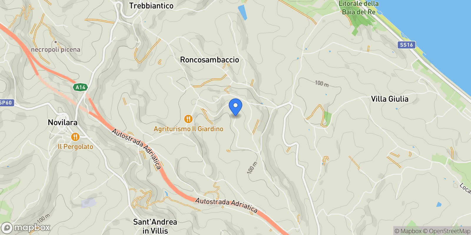 Map showing Località Roncosambaccio, Marche, Italy.