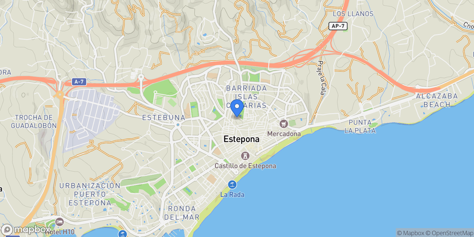 Map showing Estepona, Andalusia, Spain.