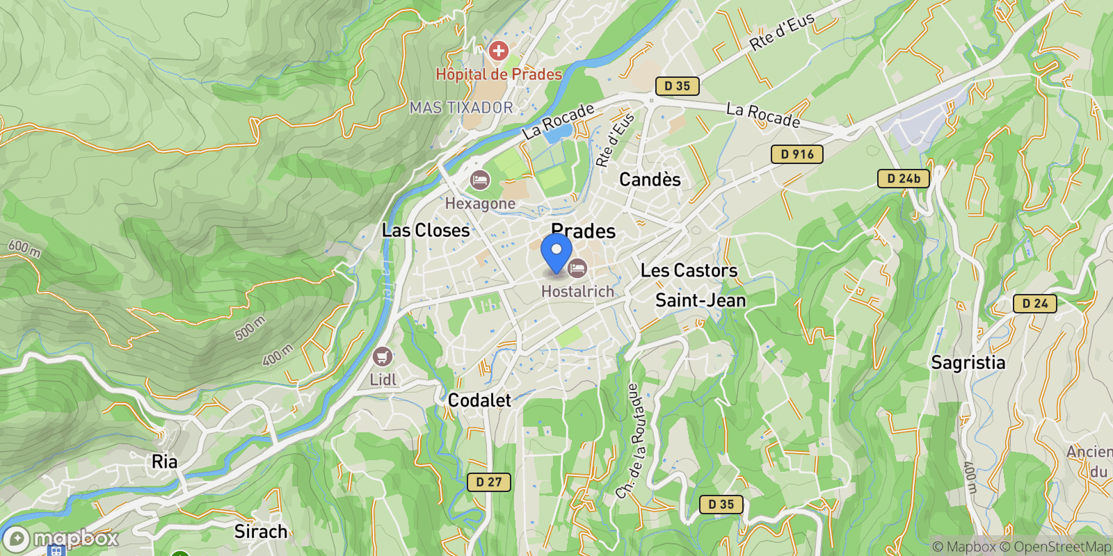 Map showing Prades, Occitanie, France.