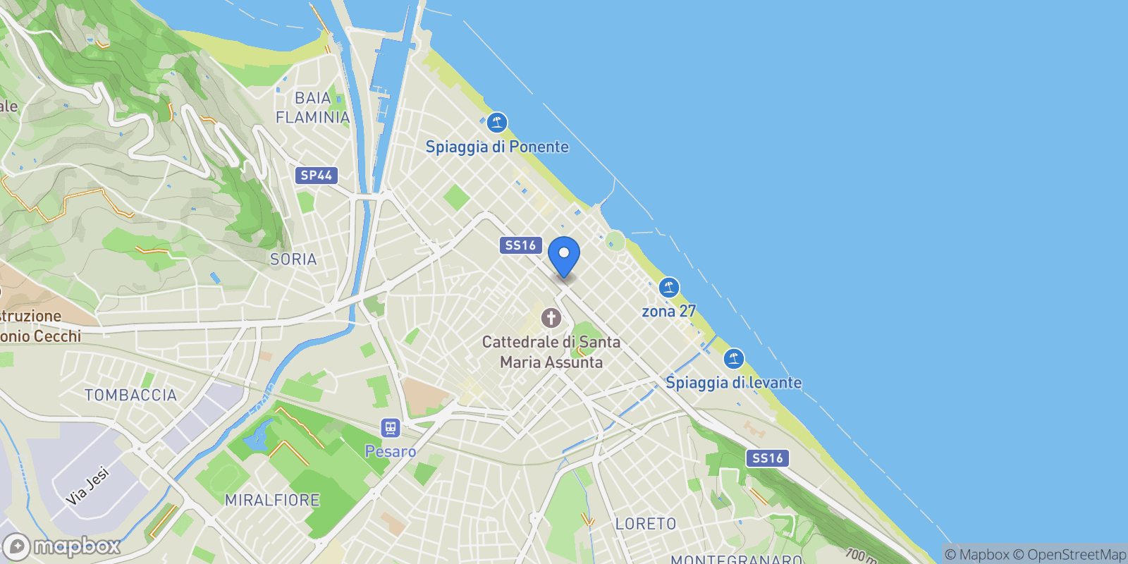 Map showing Pesaro, Marche, Italy.