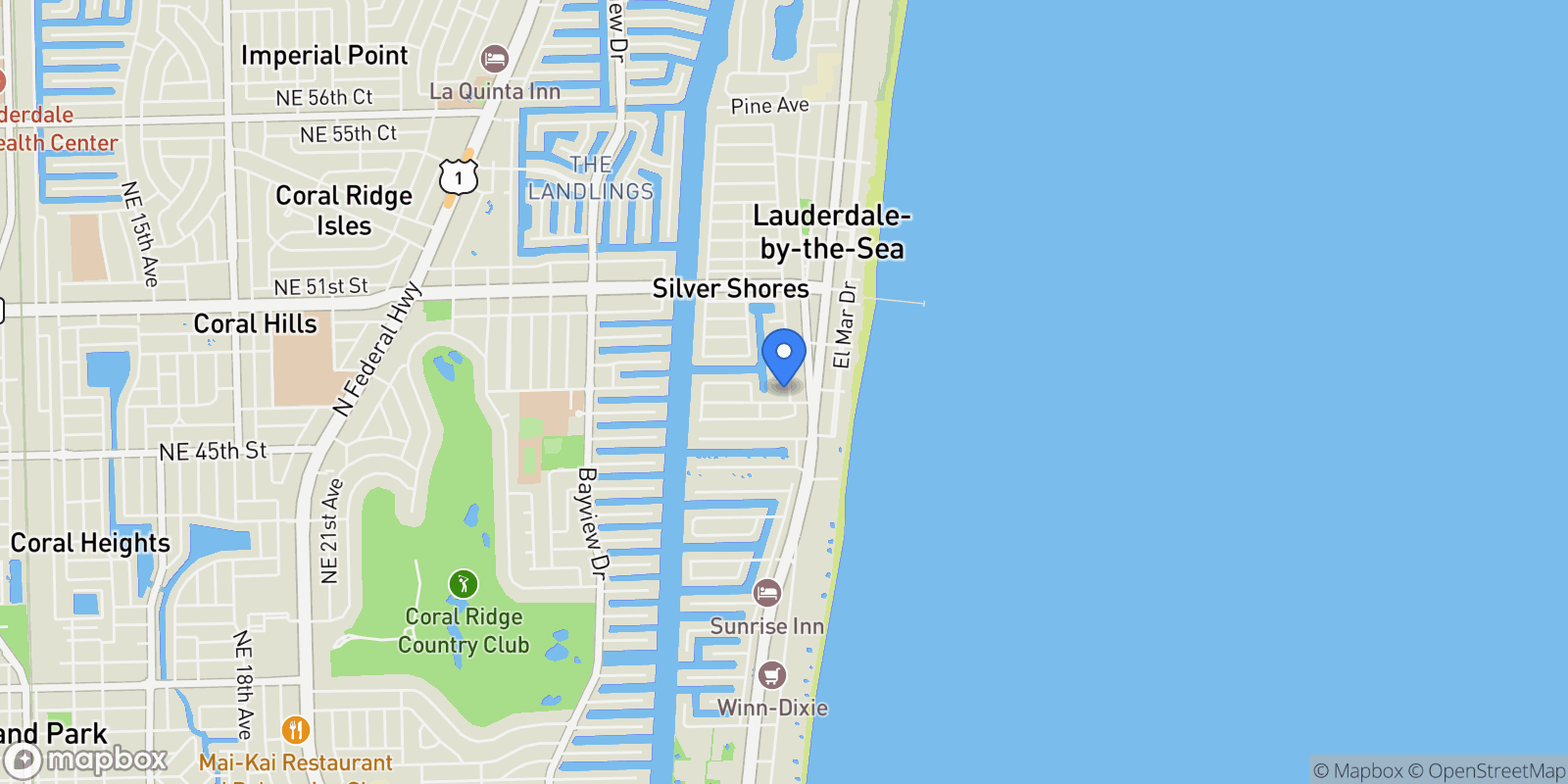Map showing 4143 Seagrape Dr. 1-North, Fort Lauderdale, Florida, United States.